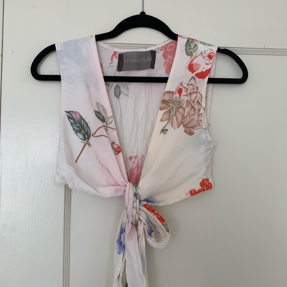 VERY RARE Reformation Tie Front Crop Floral Top S